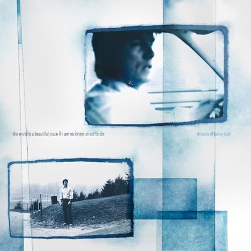 Vinyl album cover with blurred photos of a person and landscape.