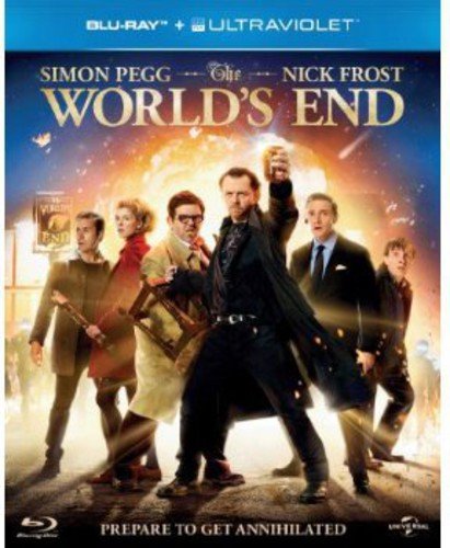Blu-ray cover for The World's End featuring the main cast against an explosion background.