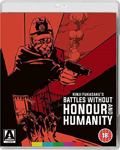 Blu-ray cover for "Battles Without Honour And Humanity" featuring a gun and figures.