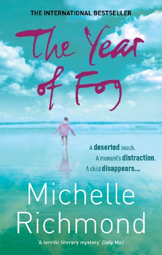 Book cover: "The Year of Fog" with a child walking on a beach.