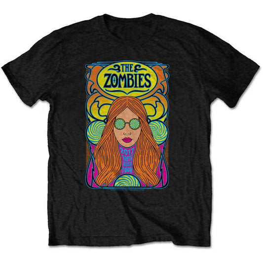 Black unisex T-shirt featuring The Zombies North American Tour graphic print on the front.