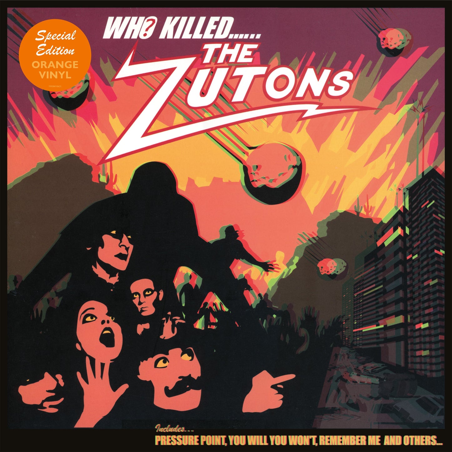 Album cover art for The Zutons featuring stylized figures against a fiery, illustrated background.