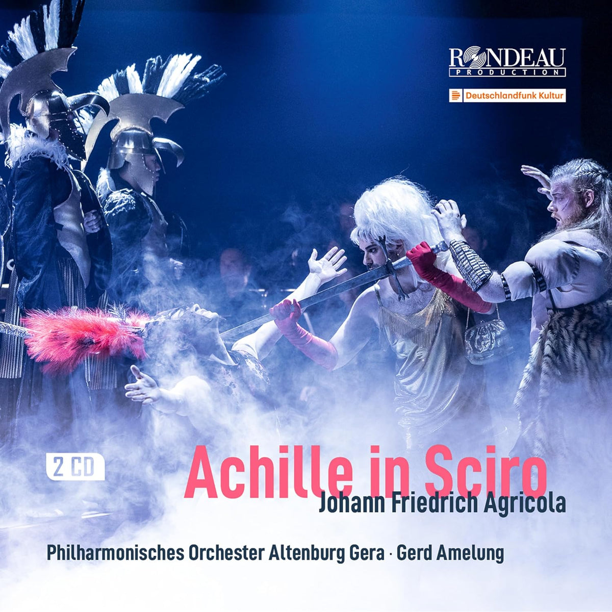 CD cover for "Achille in Sciro" opera, featuring performers in costume.
