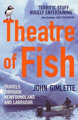 Book cover with orange text, iceberg, puffin, and small boat silhouette.