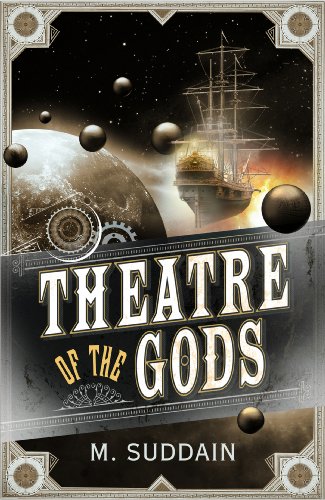 Book cover: “Theatre of the Gods” with spaceship and planetary imagery.