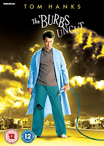 DVD cover for "The 'Burbs" featuring Tom Hanks in pajamas.
