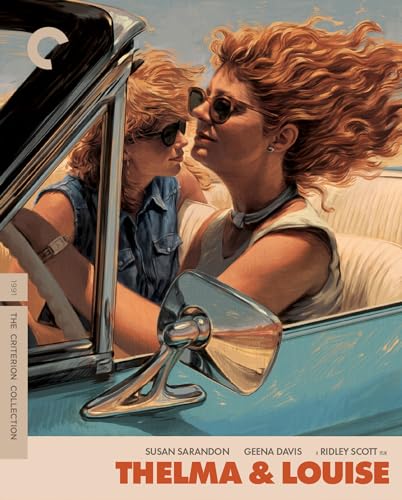 Thelma & Louise" Blu-ray cover featuring Susan Sarandon and Geena Davis in a car.
