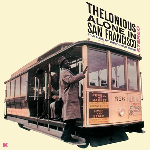 Thelonious Monk album cover featuring a cable car and musician in profile.