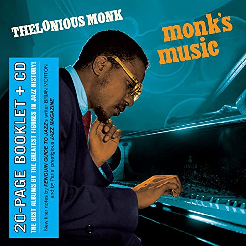 Thelonious Monk playing piano, album cover for “Monk’s Music” CD.