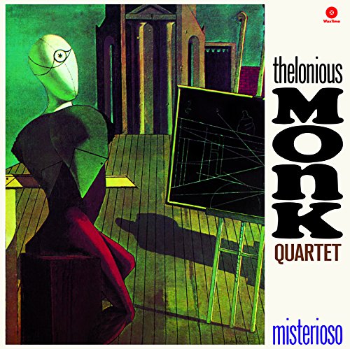 Album cover for Thelonious Monk Quartet’s “Misterioso” featuring abstract art.