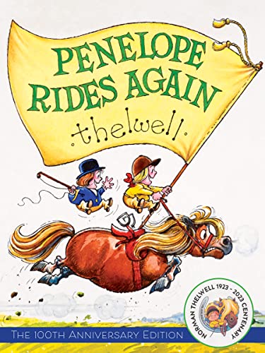 Book cover: children riding a pony with a waving banner.
