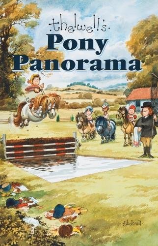 Children riding ponies in a landscape, book cover illustration.