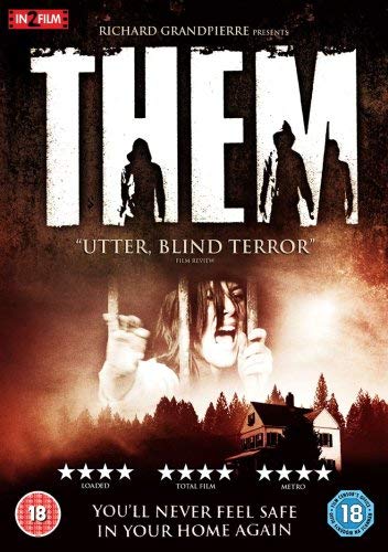 DVD cover for "Them" with a woman behind bars and silhouetted figures.