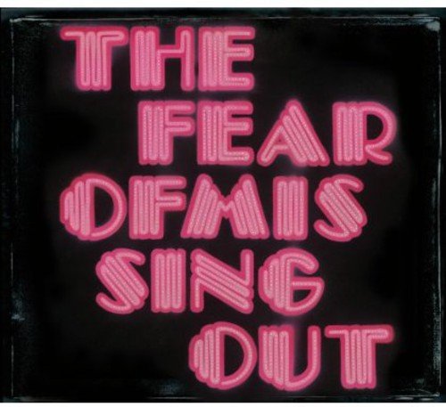 Black square album cover with pink neon text reading "the fear of missing out".