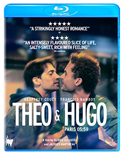 Blu-ray cover for "Theo & Hugo" featuring two men looking at each other.