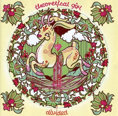 Stylized illustration of a split deer inside a floral circular frame on yellow background.