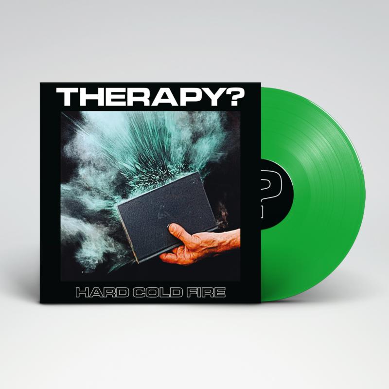 Therapy? album "Hard Cold Fire" vinyl record, green disc and black cover.