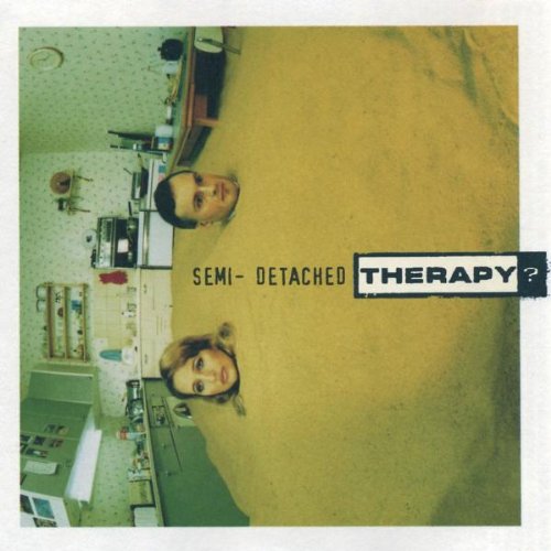 CD cover for Therapy?’s “Semi-Detached” featuring floating heads and a yellow background.