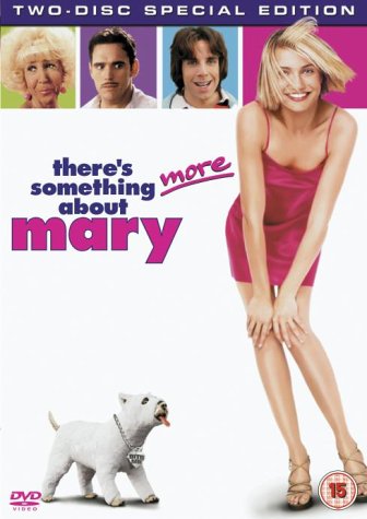 “There’s Something About Mary” DVD cover with cast photos and a dog.