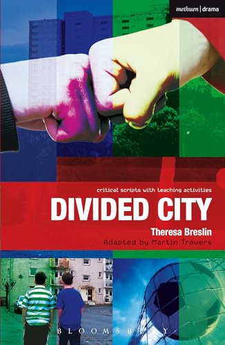 Play cover with clenched fists, city buildings, and two figures’ backs.