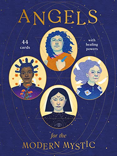 Card deck cover with illustrated portraits of diverse people and celestial motifs.