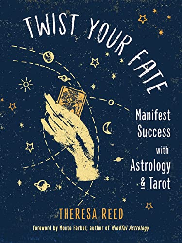 Book cover showing a hand holding a tarot card against a dark starry background.
