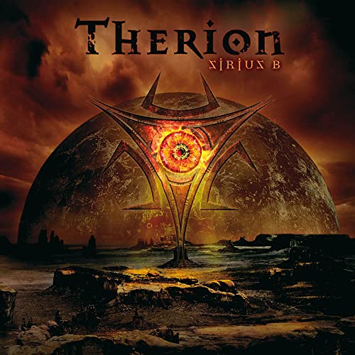 Therion’s “Sirius B” CD cover: fiery landscape with a large, ornate structure.