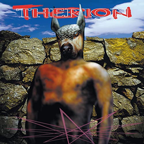 CD cover for Therion’s “Theli” featuring a canine-headed, muscular figure.