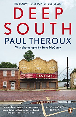 Book cover: "Deep South" by Paul Theroux, featuring a faded roadside theater.
