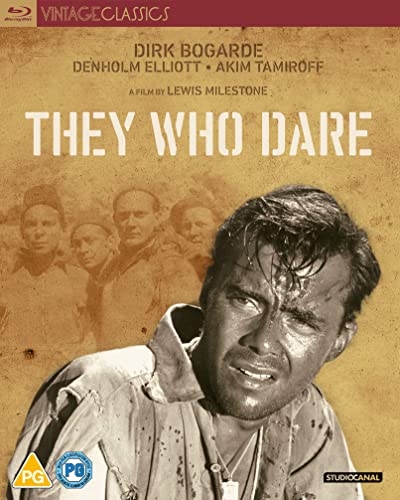 Blu-ray cover for “They Who Dare” featuring actors in wartime portraits.
