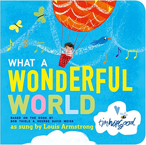 Illustrated book cover showing a child in a hot air balloon against blue sky.