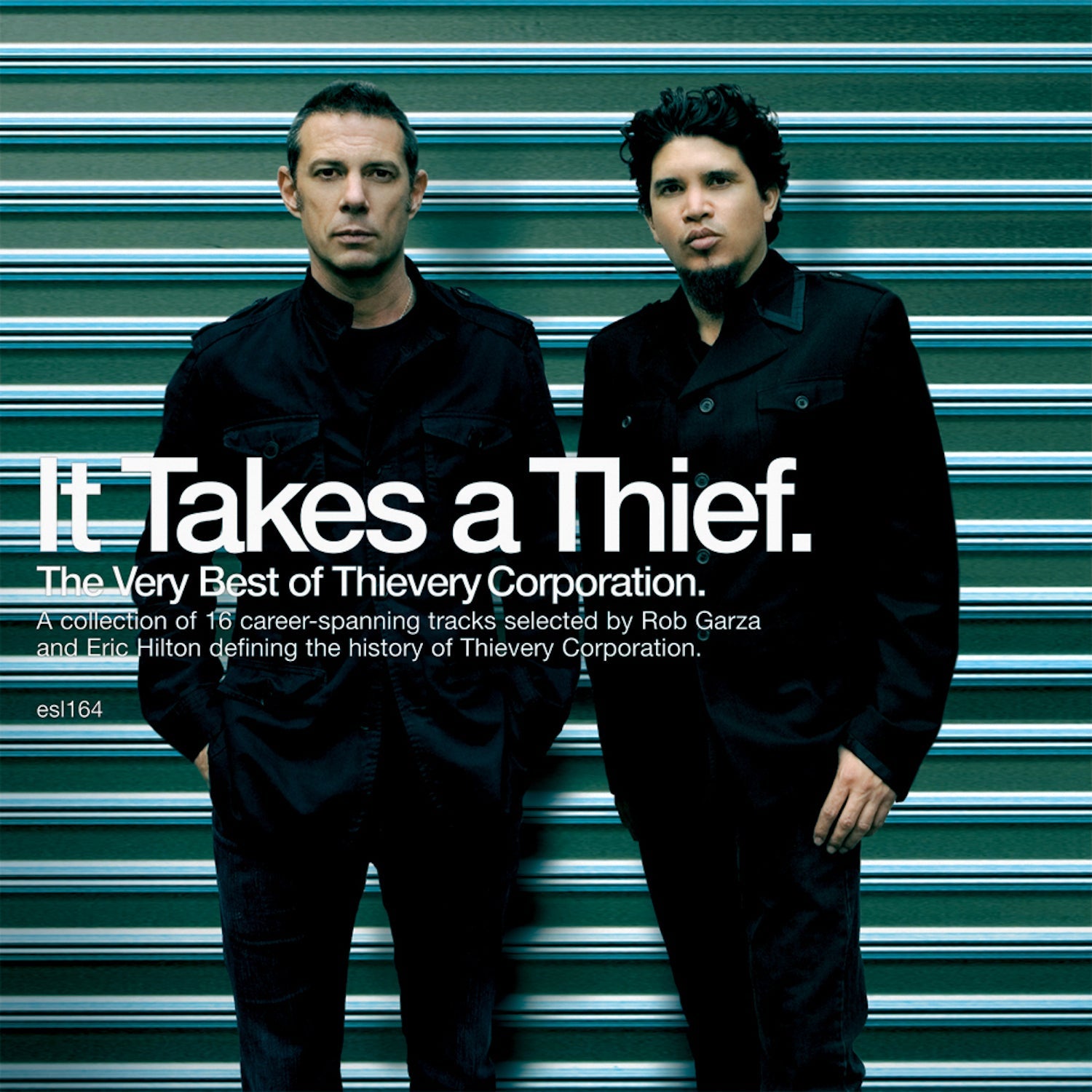 CD cover for Thievery Corporation’s “It Takes a Thief” featuring two men.