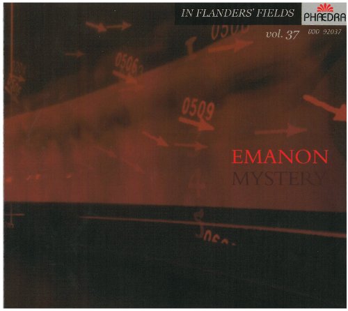 CD cover for "Mystery" by Thijs / Ensemble Emanon, red and abstract.