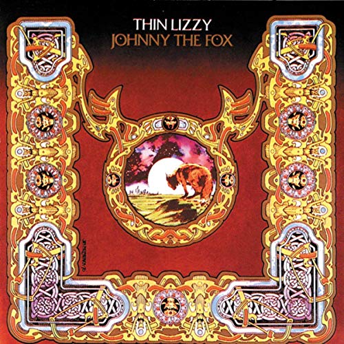 Album cover for Thin Lizzy's Johnny the Fox featuring a fox illustration in Celtic frame.