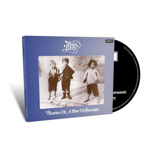 CD case for Thin Lizzy’s “Shades Of A Blue Orphanage” album, children pictured.