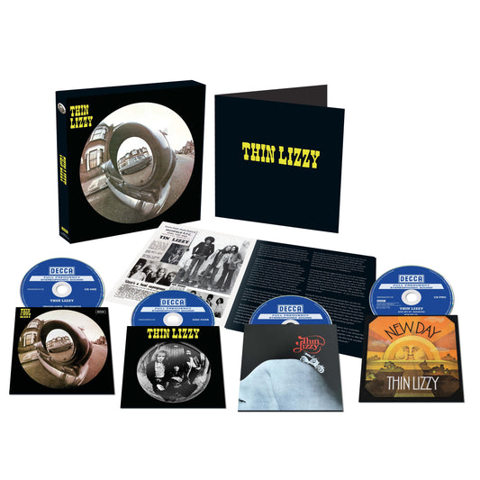 Thin Lizzy deluxe edition CD box set with discs, booklet, and album cover art.