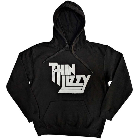 Dark hoodie with stacked "Thin Lizzy" logo in large print.