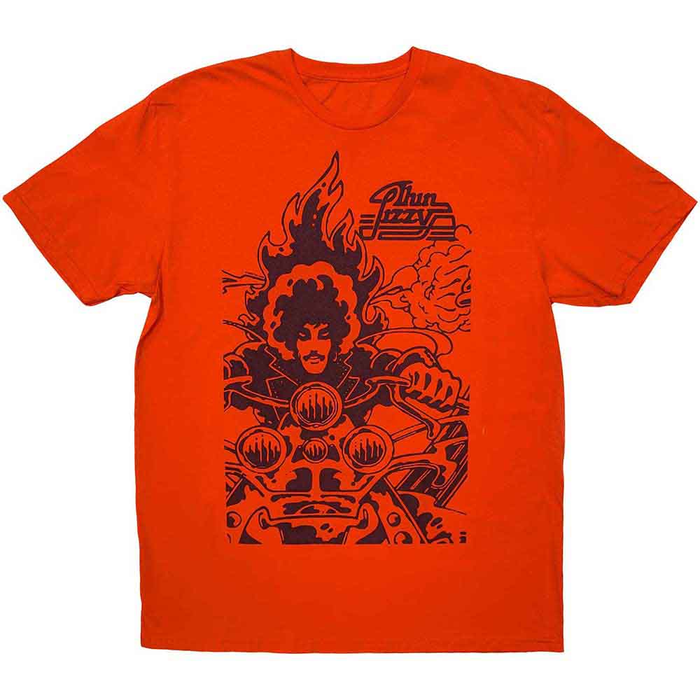 Black t-shirt featuring Thin Lizzy’s “The Rocker” logo, size XX-Large.