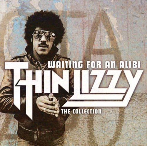 Phil Lynott wearing sunglasses and a leather jacket on the Thin Lizzy album cover.