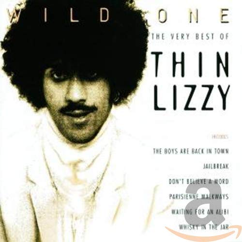 CD cover for Thin Lizzy’s “Wild One” featuring a portrait of Phil Lynott.