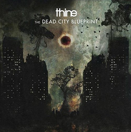CD cover art: desolate city scene with a blood-red sun and bare tree.