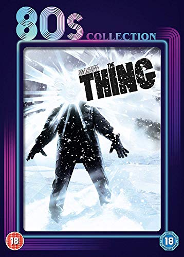 DVD cover for John Carpenter’s "The Thing," featuring a man in snow.