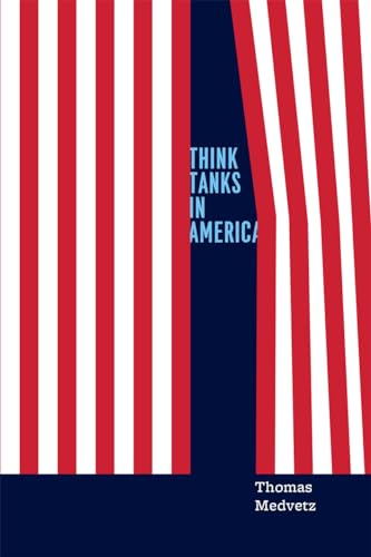 Book cover: “Think Tanks in America” with red and white stripes.