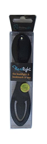 Black Flexilight bookmark with built-in LED light in clear packaging.
