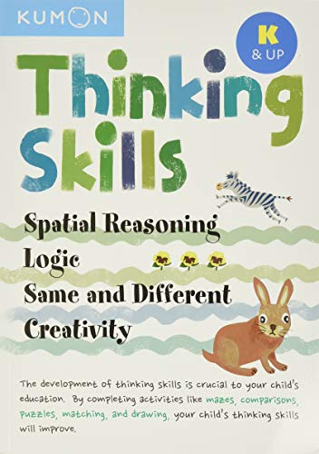 Kumon Thinking Skills K & Up book cover with rabbit, zebra and bees illustrations.