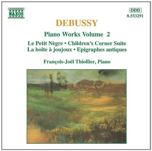 CD cover for Debussy’s Piano Works, Volume 2, with landscape painting.