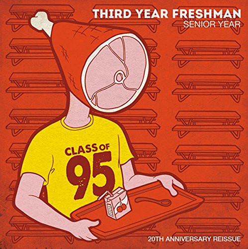 CD cover: Illustration of a student with lunch tray and drumstick.