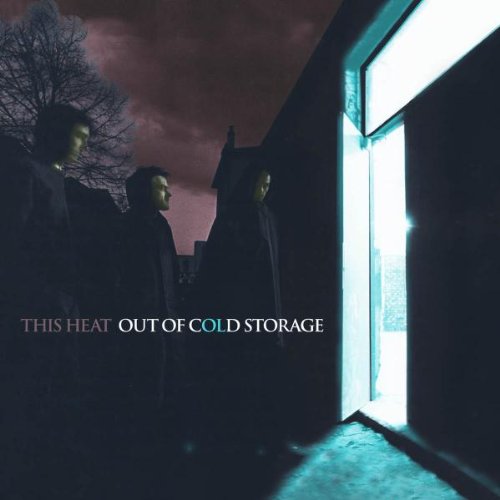 "Album cover with three hooded figures standing in a dark doorway with bright light."