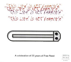 CD cover with repeating red text and a stylized harmonica graphic.