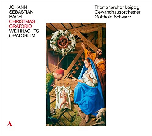 CD cover depicting the Nativity scene with the Thomanerchor Leipzig branding.